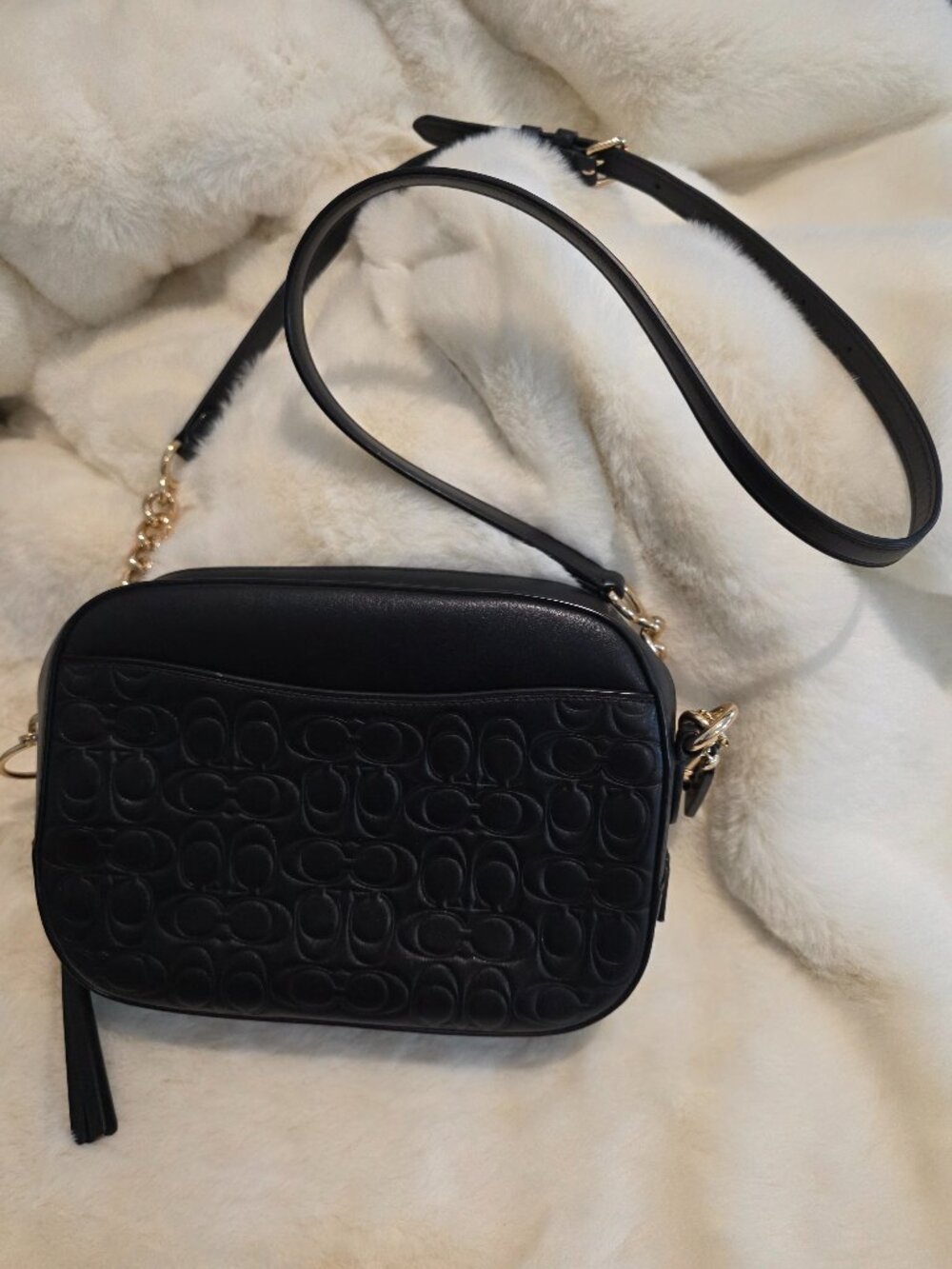 Women's Coach Black Signature Camera Bag